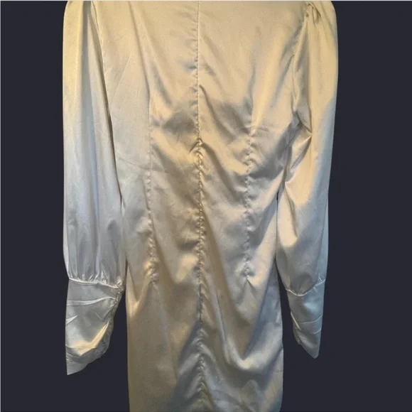 White Satin Dress Twist Front Ruched Satin Dress size small - Picture 6 of 8